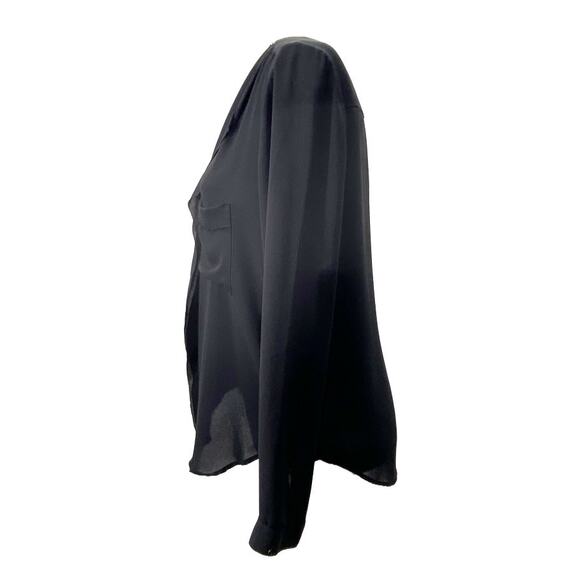 Zara Ruffle Front Blouse Small Feminine Black Office Top Front Pockets - Picture 2 of 12